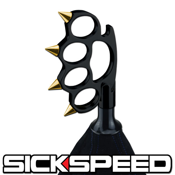 BLACK/24K GOLD SPIKED SHIFT KNOB FOR MANUAL GEAR KNUCKLE BUSTER 12X1.25