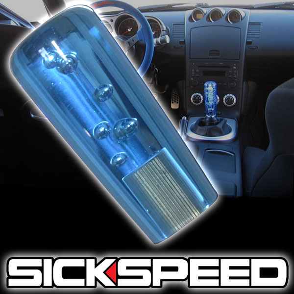 BLUE BUBBLE SHIFT KNOB FOR AUTOMATIC THROW GEAR SHIFTER SELECTOR 4" 8X1