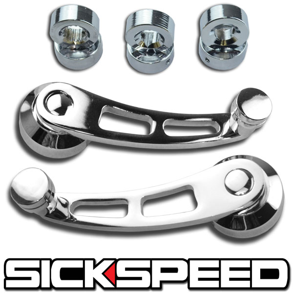 2 BILLET ALUMINUM WINDOW CRANK HANDLE WINDER FOR PICKUP CAR DOOR CHROME C