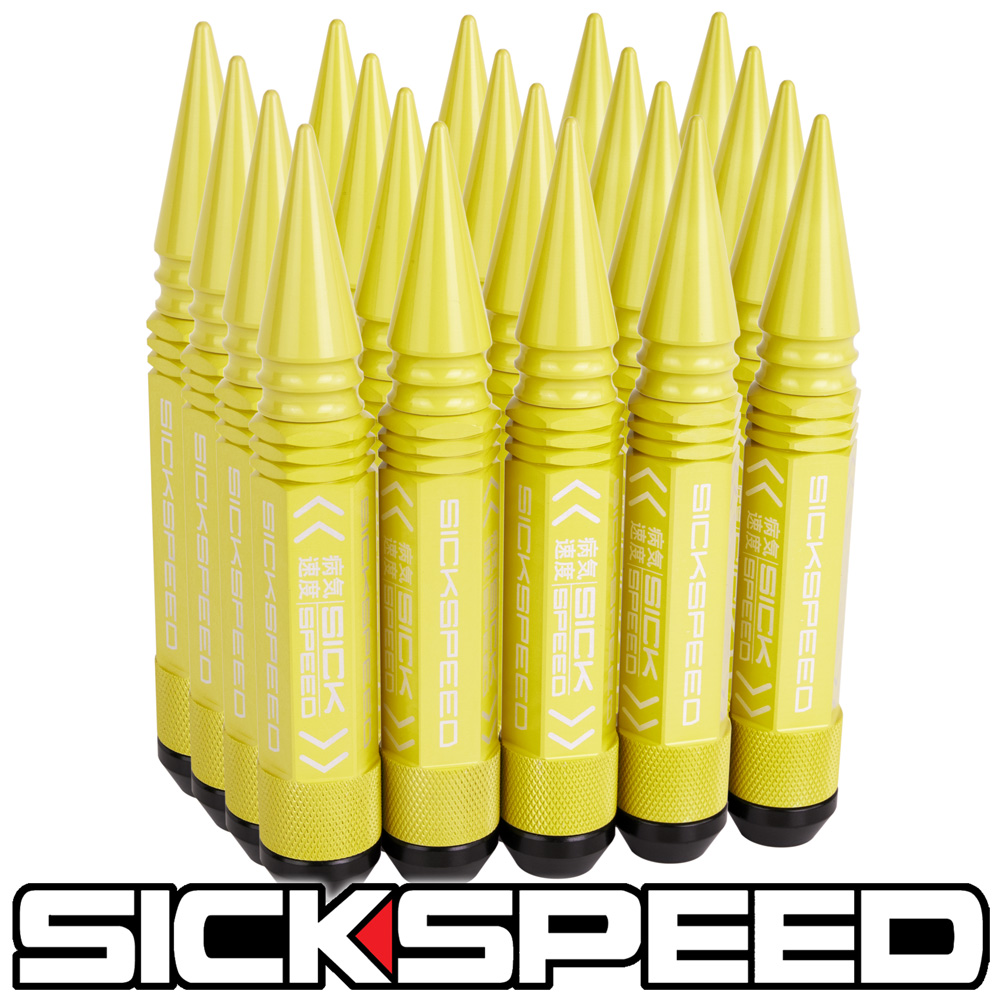SICKSPEED 20 PC WHITE 5 1/2 LONG SPIKED STEEL EXTENDED LUG NUTS 12X1.25 L12