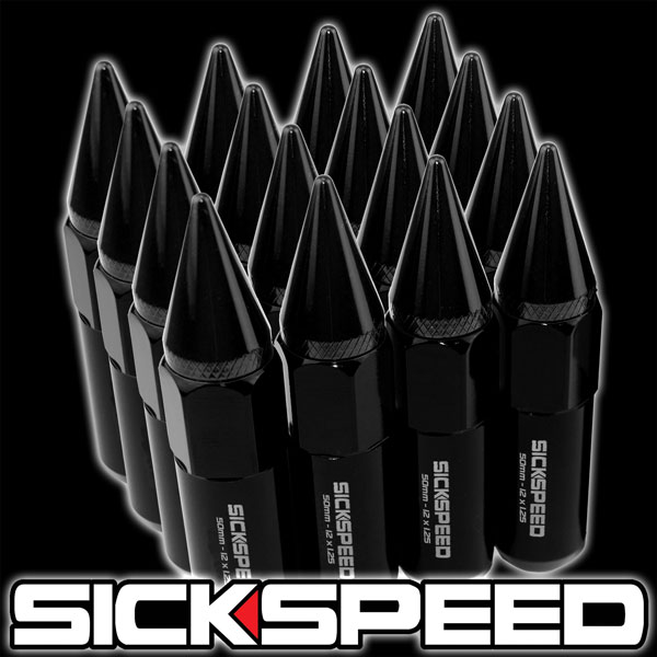 SICKSPEED 16 PC BLACK SPIKED ALUMINUM 60MM LUG NUTS FOR KAWASAKI