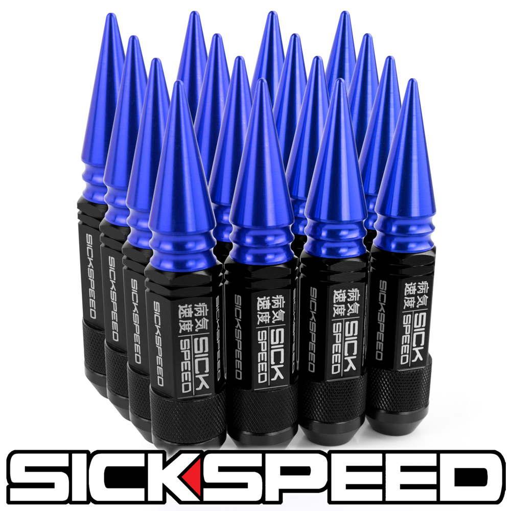 SICKSPEED 16PC BLACK / BLUE SPIKED 3 PC LUG NUT 108MM KAWASAKI