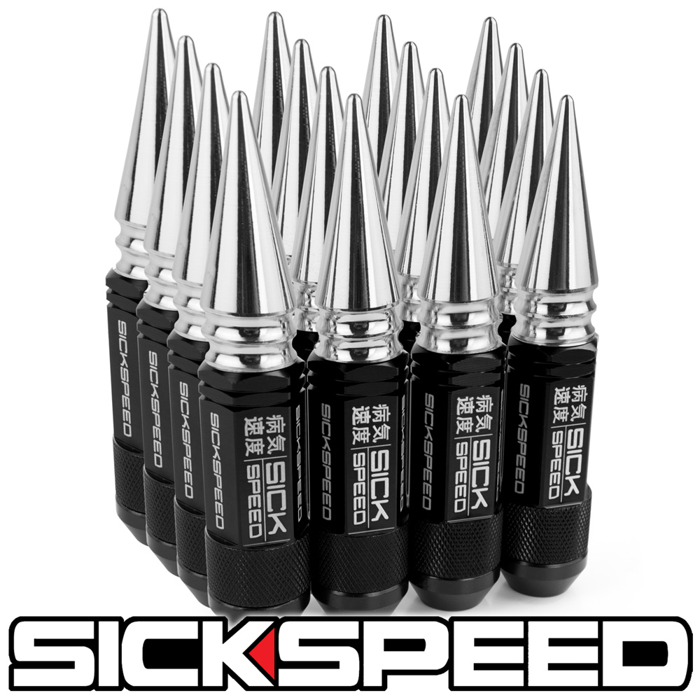 SICKSPEED 16PC BLACK / CHROME SPIKED 3 PC LUG NUT 108MM KAWASAKI