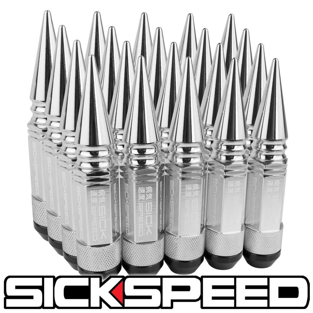 SICKSPEED 16-Piece Mint Green Spiked Aluminum Lug Nuts - 60mm Extended, 12x1.5 Thread, Tuner Style
