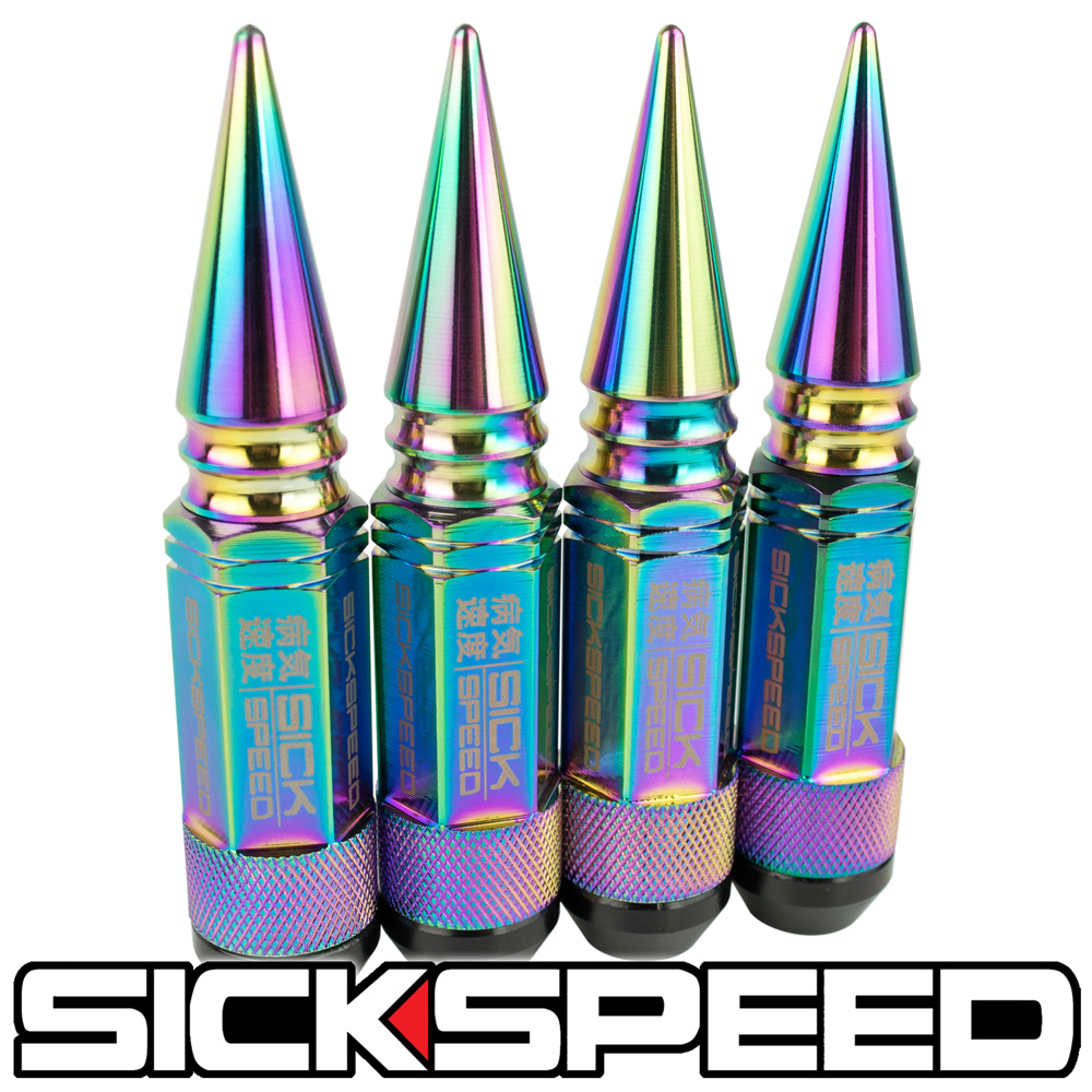 Sickspeed 20 Spiked 60Mm Extended Tuner Locking Lug Nuts Wheel 12X1.25 Pink/Neo Chrome L12 for Suzuki SX4 