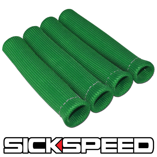 4 PC GREEN SPARK PLUG WIRE PROTECTOR/INSULATOR SHIELD SLEEVE/BOOT 1